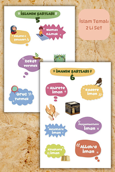 birikiyedi İslam/Dini Temalı 2'Li Set İslami Sticker -Ajanda Laptop Tablet De...