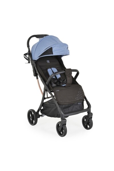 Moni Cărucior pentru bebeluși pentru vârste între 0 luni și 3 ani, albastru Cardy, pliere rapidă și ușoară, scaun lat, față