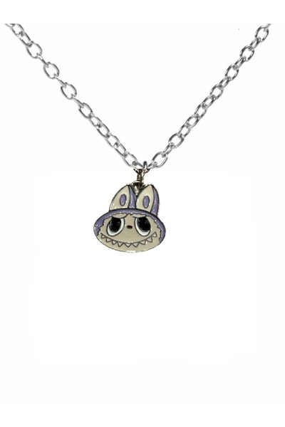Herşey Nota قلادة للجنسين على شكل رأس لابوبو باللون الأرجواني - تصميم عاطفي و...