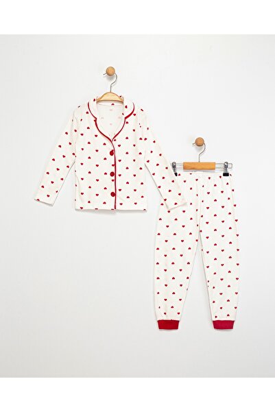 EYZ KIDS Kalpli Önden Düğmeli Kız Çocuk Pijama Takımı