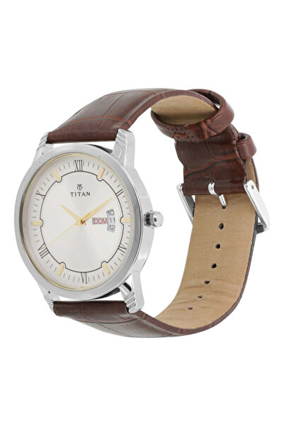 Titan Men's Analog Silver White Dial Watch - 1774SL01