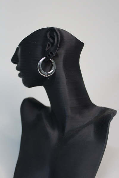 Nefi Jewelry Gümüş renk bombeli küçük boy halka küpe