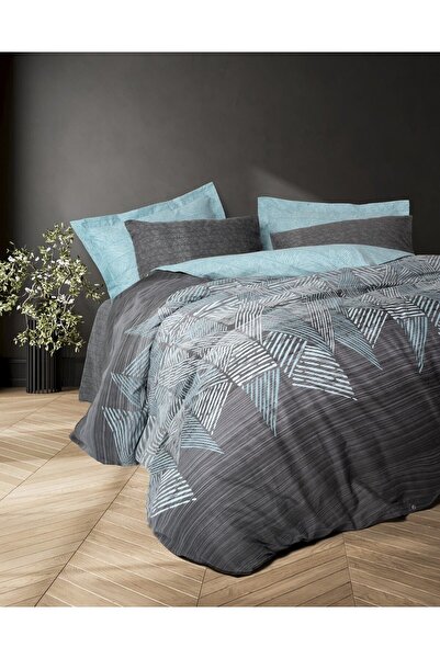 ŞENER HOME Cottonbox Modern Single Duvet Cover Set Arel Anthracite
