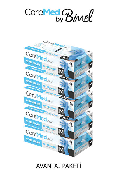 COREMED Nitril Mavi Muayene Eldiveni M - 5 Paket 100 lü