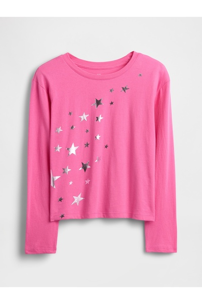 GAP Kız Çocuk Pembe Relaxed Grafik T-Shirt