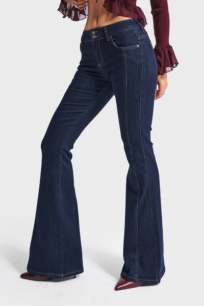 its basic Жіночі джинси кольору індиго 7w5-50 Midrise Flare Fit Еластична еластанова тканина Середня талія Джинси