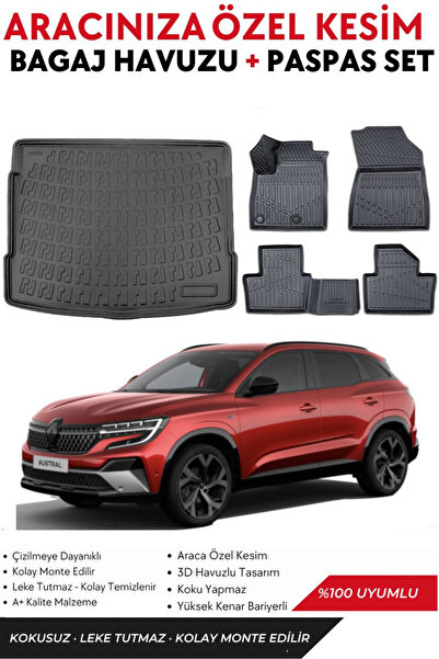 ko kaliteoto Renault Austral 2024-2025 Mild Hybrıd Model Bagaj Havuzu+Paspas ...