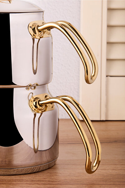 Perotti Tahtakale Gold Induction Base Mini Steel Teapot Set 0.80Lt - 1.20Lt