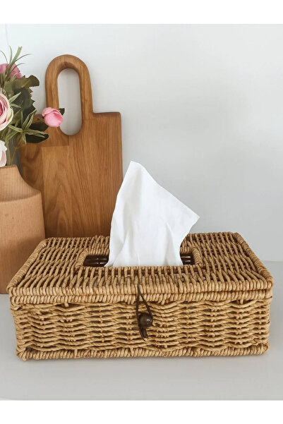 MİEN Hasır Rattan Peçetelik Saklama Kutusu Organizer