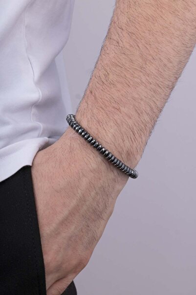 Gümüş Pazarım سوار رجالي من الحجر الطبيعي من الهيماتيت ذو القطع المستدير ذو ا...