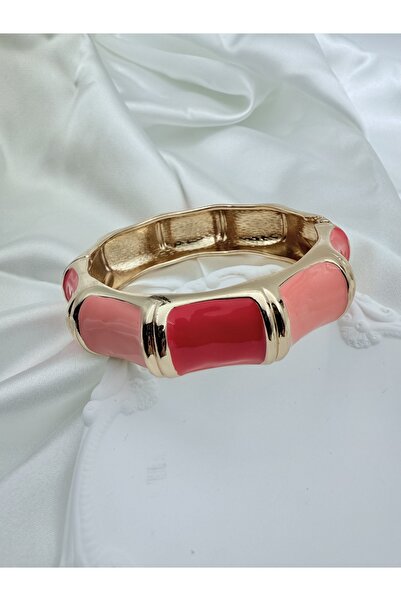 Snartun Pink & Red Colored Gold Women's Handcuff Bracelet |   Special Boxed