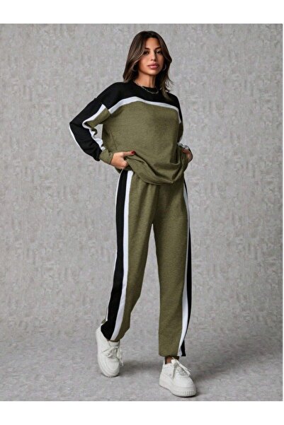 Gökyüzü Moda Women's Long Sleeve Stripe Detail Tracksuit Set