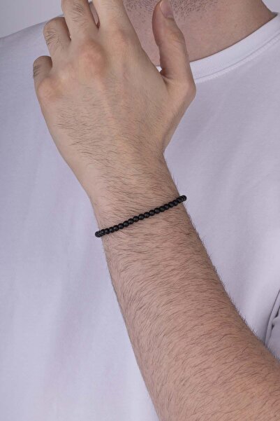 Gümüş Pazarım سوار رجالي من الحجر الطبيعي الأونيكس بحجم 4 مم