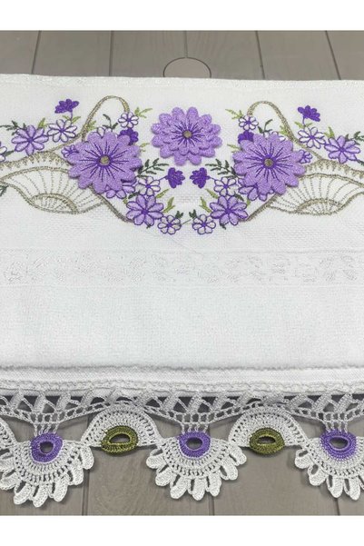 Peacock El Yapımı , El işi Güpürlü Oyalı Nakışlı Havlu 50x90 Premium Pamuklu 240gr