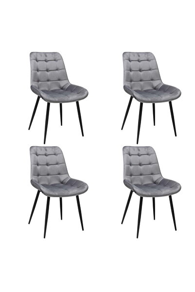 ARTA DOOR Set 4 Scaune Onix Gri Inchis, HoReCa, Bucătărie , Living, Birou, Dormitoare,Holuri