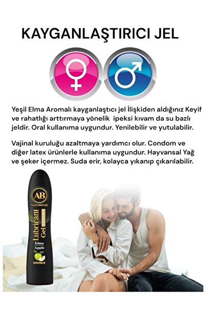 AuroraBoreale Premium Kayganlaştırıcı Jel Büyük Boy Yeşil Elma Aromalı Su Bazlı Lubricant Gel