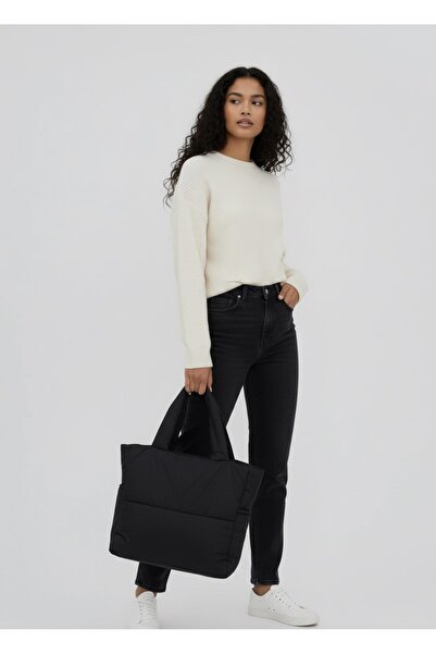 Butik Siyah Puffer Tote Çanta