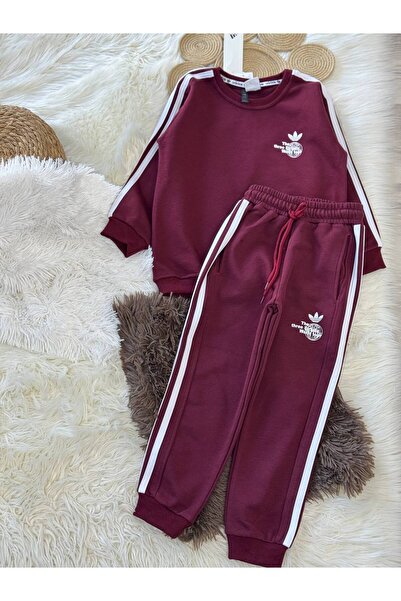 NOBLEKIDS Children's Tracksuit Set Claret Red – Back Printed , 3 Thread Fabric