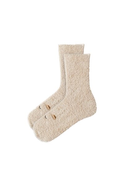 ESOTIQ Șosete din fleece pentru femei, pufoase, cu față de ursuleț, design dr...