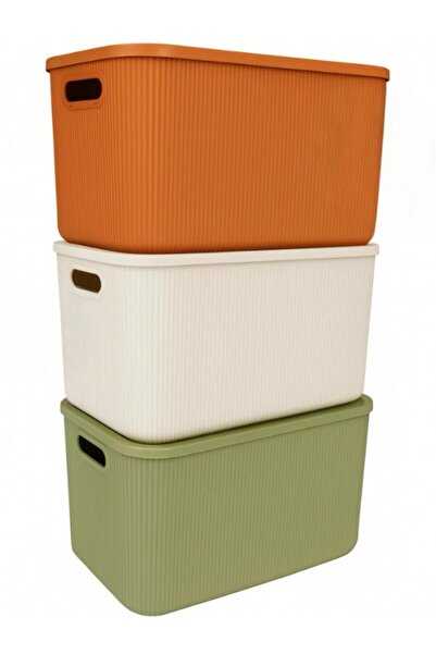 Bayev Colors Mix 3 Pieces 21 Lt Closet Organizer Organizer Hobby Toy Box Storage Box with Lid