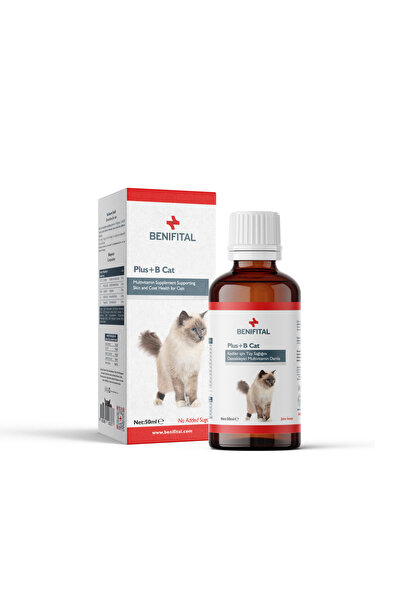 Benifital Plus+B Cat – Kediler İçin Tüy Dökümü Önleyici Multivitamin Damla 50 ml