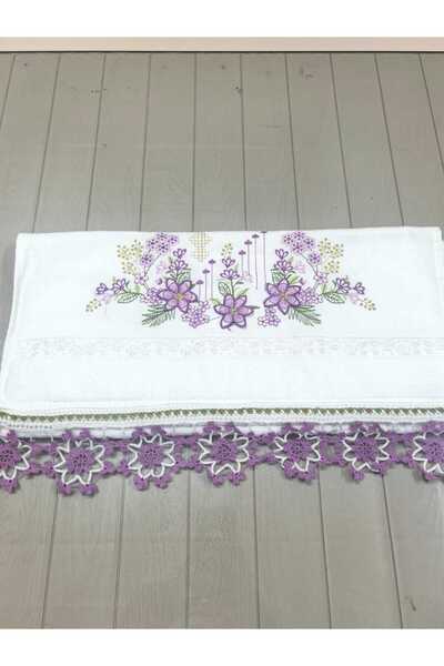 Peacock Prosop brodat cu șireturi, lucrat manual, 50x90, bumbac premium, 240gr