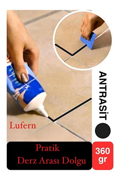 Lufern Premium Fayans Arası Antrasit Hazır Derz Dolgu Gaga Uç Tüp Mermer Mutf...