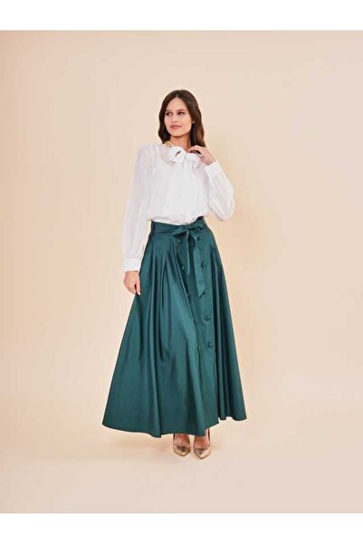 SERPİL Kuşak Detaylı Düğmeli Uzun Şık Kadın Etek 50925