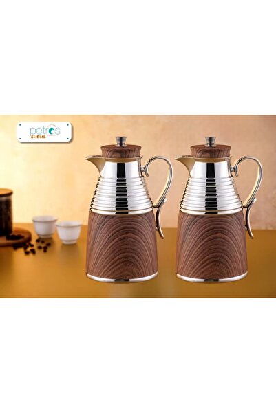 PETROS طقم ترامس شاي وقهوة بمقبض ذهبي من بيتروس 1+1 لتر
