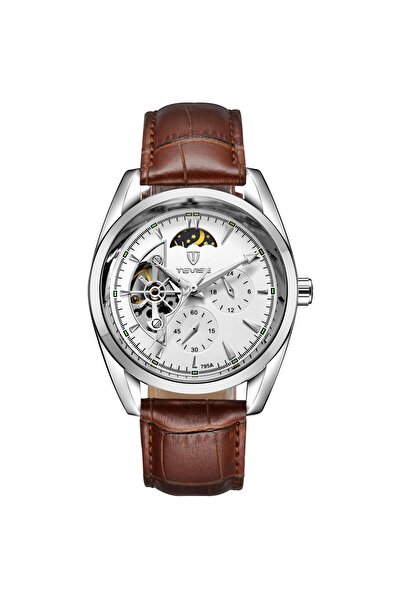 Tevise Ceas bărbătesc mecanic automat, piele maro, elegant business