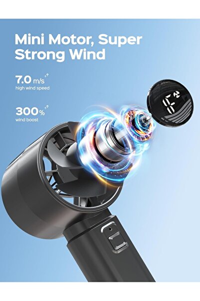 Generic Portable Handheld Fan with Digital Display, USB Rechargeable Mini Fan with 4000mAh Battery 12 Hours