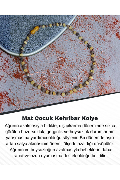 Saff Doğal Taş Mat Çocuk Kehribar Kolye
