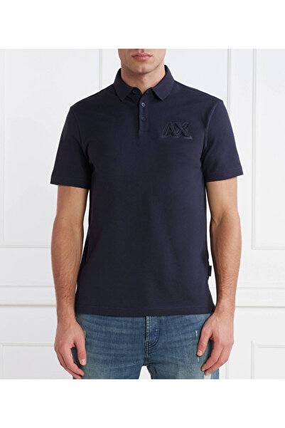 Armani Exchange Erkek Lacivert Polo Yaka Tişort 3DZFAC_ZJ3YZ