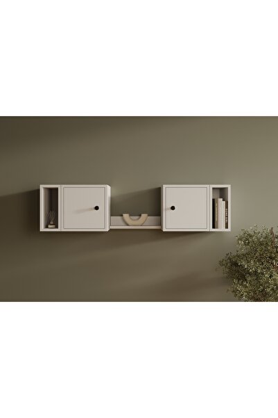 Nettrends 2 Kapaklı Duvar Ünitesi Merkezi Raflı Çiftli Modül Asma Kitaplık ve...