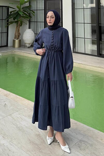lamelif Φόρεμα Hijab με κορδόνι στη μέση Navy Blue