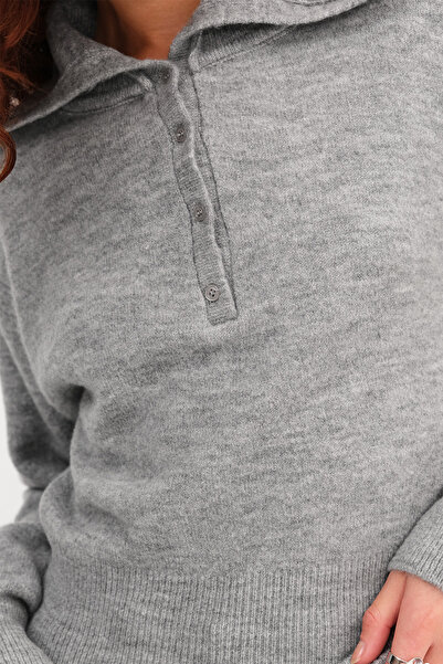 Addax Düğmeli Triko Kazak K3489