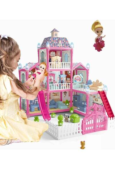 Generic GUDOO Dollhouse - Dream House for Girls, 3 Stories, 8 Rooms, Ages 3-10