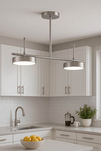 Modavize Ayça Modern Salon Yatak Odası Giyinme Odası Mutfak Beyaz Işık Ledli Gri Renk 2 li Led Avize