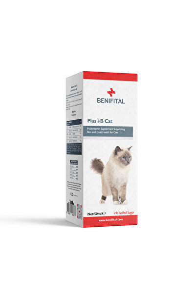 Benifital Plus+B Cat – Kediler İçin Tüy Dökümü Önleyici Multivitamin Damla 50 ml