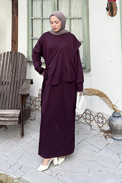 lamelif Drawstring Hijab Dress Plum