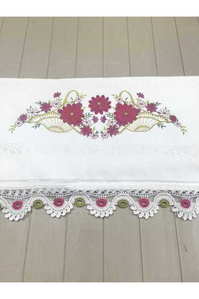 Peacock Χειροποίητη, Χειροποίητη Πετσέτα Κεντημένη με Κορδόνια 50x90 Premium ...