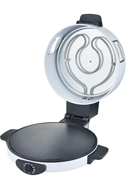 Generic SONASHI 2-in-1 Arabic Bread & Pizza Maker White – Stainless Steel Tube, On/Off Switch, Non-Stick C