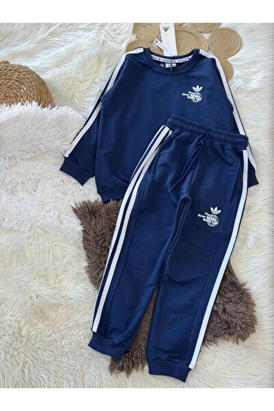 NOBLEKIDS Children's Tracksuit Set Navy Blue – Back Printed , 3 Thread Fabric
