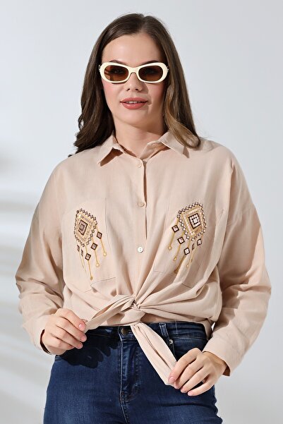 Lir Women's Embroidery Detailed Long Sleeve Shirt Stone 71422