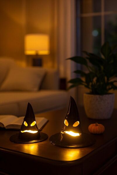 NOVATECH İNOVASYON KORKU Şapka Figürlü Pilli Mum İle Kullanım Dekoratif 2’li ...