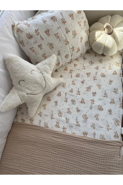 ZEYNUKO 100% Cotton Baby Muslin Sleeping Set with 4 Layers of Muslin Blanket