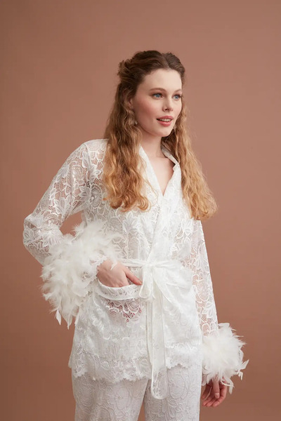 Marpessa Lace and Fur Detailed Pajama Set