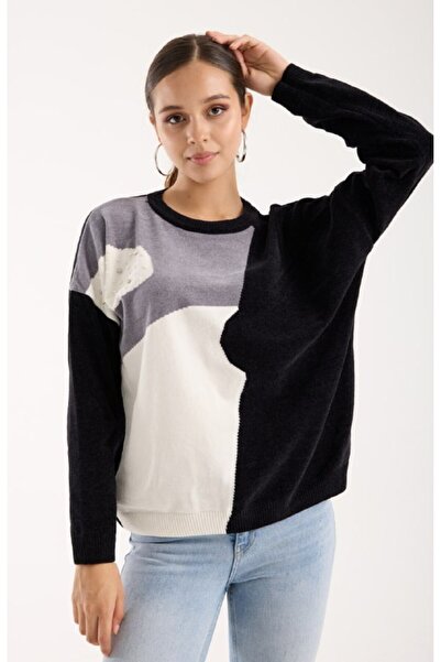 Coşkun GİYİM سترة نسائية من قماش الشنيل المخملي بلونين مع تفاصيل حجرية وياقة ...