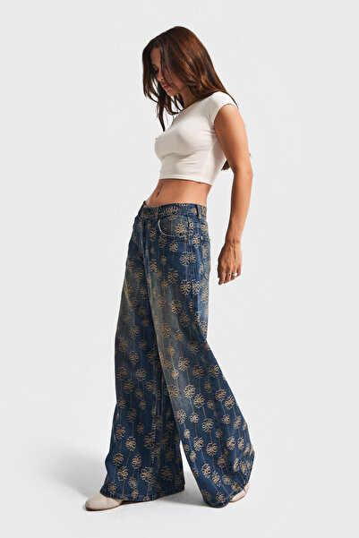 its basic Жіночий T.Kot Колір 2w5-8 Palazzo Fit Вишивка Особливості Тканина Дизайн Джинсовий джинс