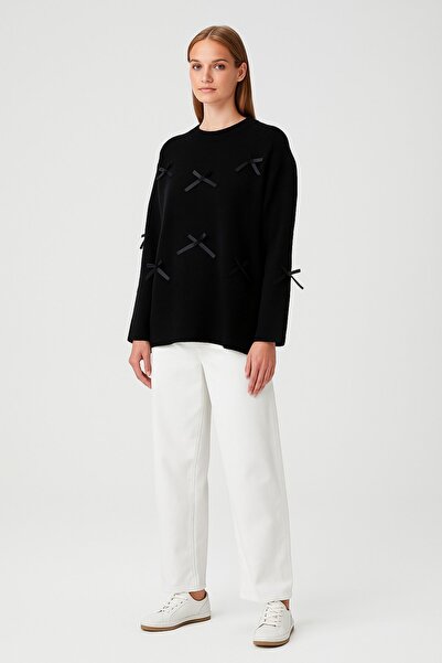 HAKKE Acrylic bow detail knitwear tunic